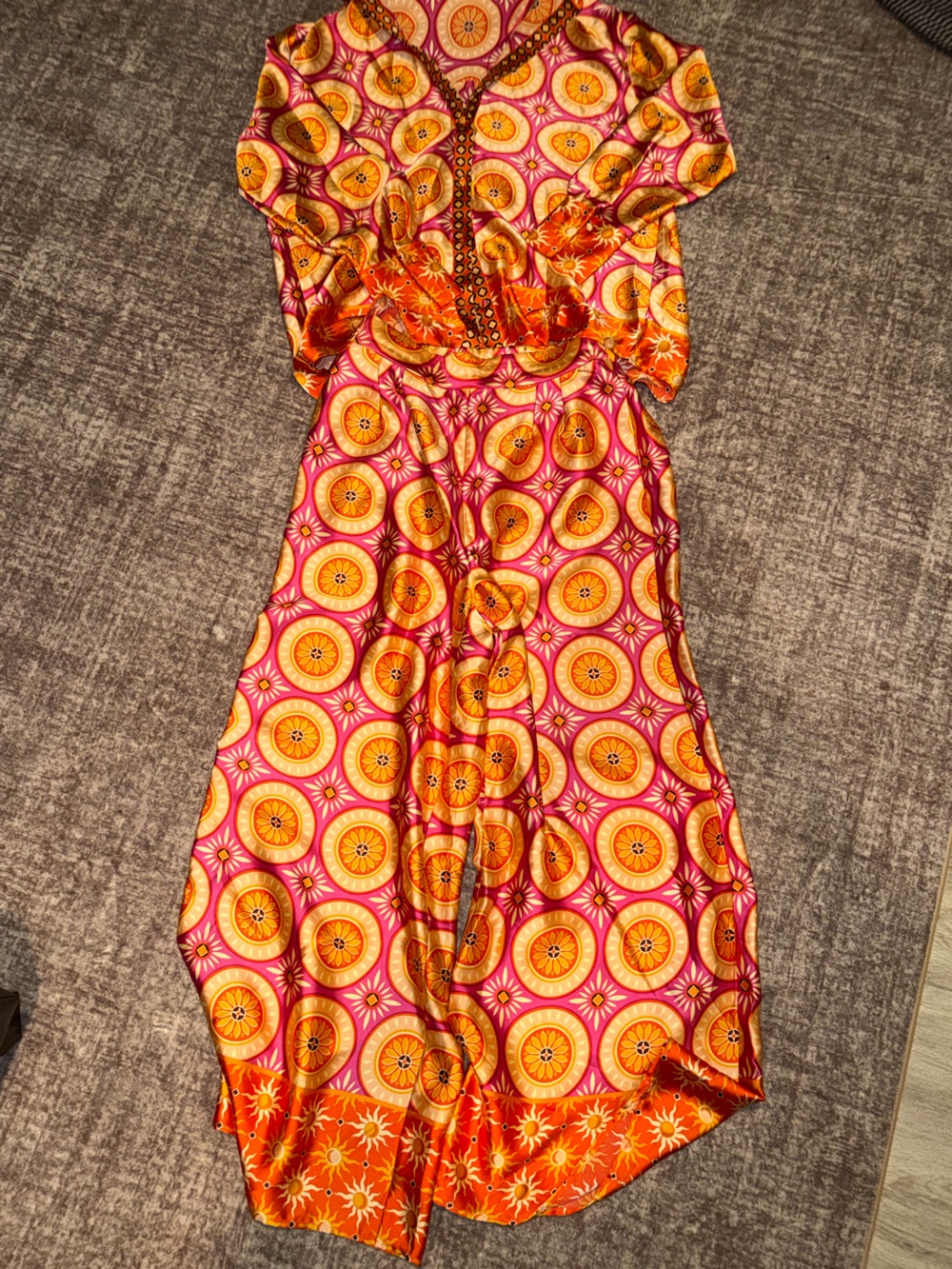 Harlow Pink and Orange Retro Satin set